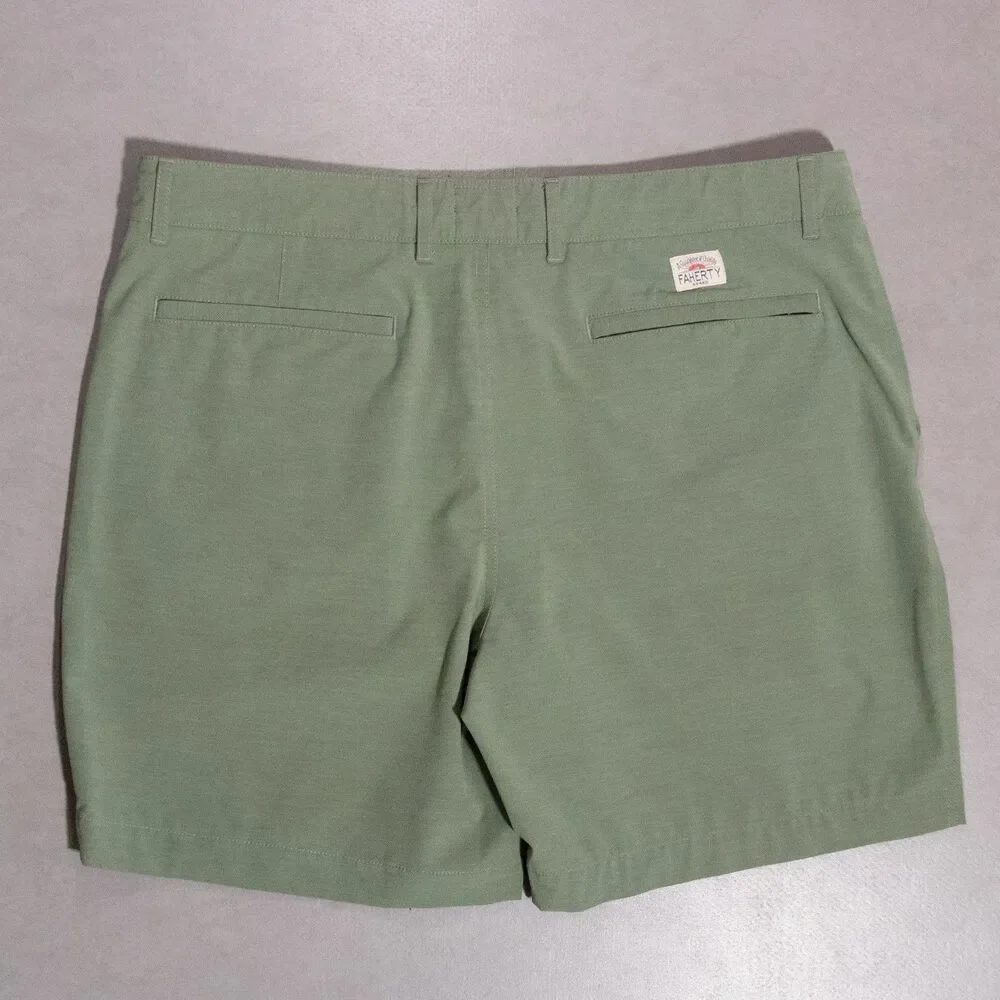 Faherty Mens All Day Drawstring Stretch Green Shorts 7